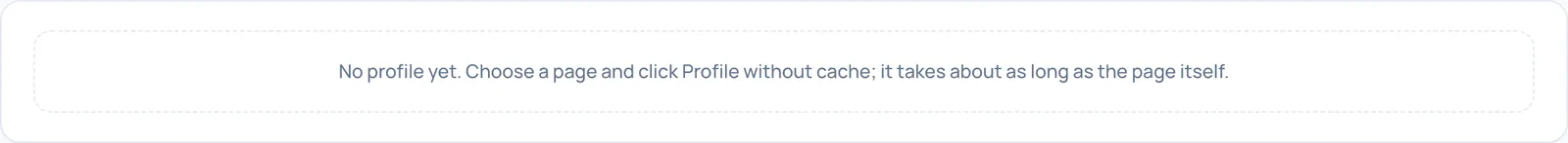 Empty result card with the text No profile yet