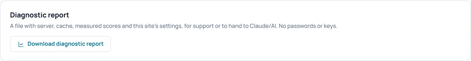 Diagnostic report card with the Download diagnostic report button