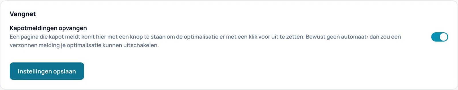 De kaart Vangnet onder Diagnostiek, Logboek
