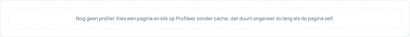 Lege resultaatkaart met de tekst Nog geen profiel